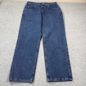 Wrangler Jeans Men 34x29 Blue Denim Regular Fit Straight Leg Western Workwear
